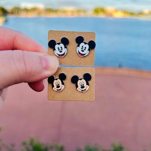 Classic Mickey Earrings: Disney Inspired Earrings, Handmade Acrylic Nickel Free Studs Hypoallergenic