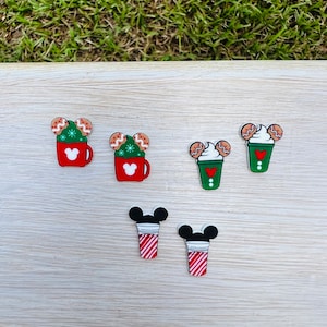 Coffee & Cookie Holiday Drink Earrings/Disney Jewelry/Gingerbread Mouse/Disney Coffee/Disney Christmas Shirt/Nickel Free/Hypoallergenic