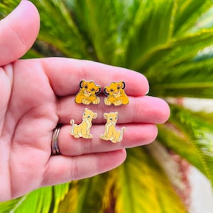 Simba and Nala Earrings: The Lion King, Animal Kingdom, Handmade Nickel Free Studs