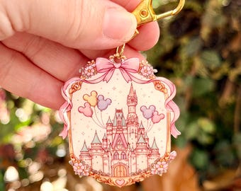Charm para bolso Los días felices están en el castillo: Cenicienta, Accesorios inspirados en Disney, Hecho a mano