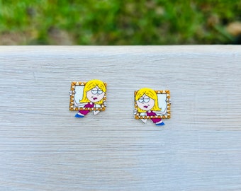 Lizzie McGuire Earrings: 90s Disney, Retro Jewelry, Handmade Acrylic Nickel Free Studs, Hypoallergenic