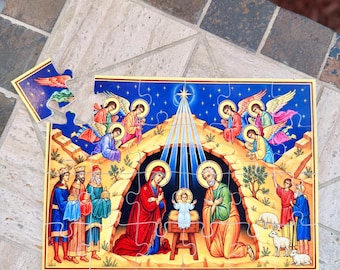 Orthodox Nativity of Christ Acrylic Puzzle | Children's Christmas Gift | Christian Icon Jigsaw | Sunday School
