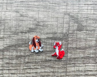 The Fox and the Hound/Disney Dogs/Handmade to Order/Stud Earrings/Nickel Free/Hypoallergenic