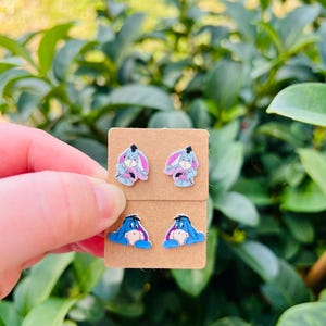 Eeyore Earrings/Winne The Pooh Jewelry/Handmade to Order/Stud Earrings/Nickel Free/Hypoallergenic