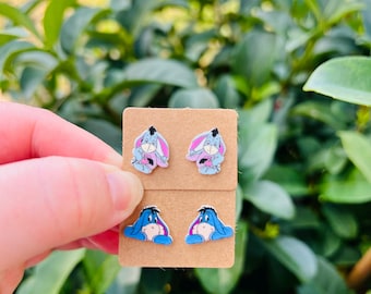 Eeyore Earrings/Winne The Pooh Jewelry/Handmade to Order/Stud Earrings/Nickel Free/Hypoallergenic