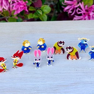 Zootopia Inspired Earrings: Simba, Animal Kingdom, Judy Hopps, Handmade Nickel Free Studs