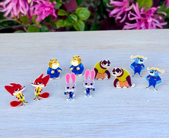 Zootopia Inspired Earrings: Simba, Animal Kingdom, Judy Hopps, Handmade Nickel Free Studs Hypoallergenic