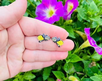 Ray Firefly Earrings: Princess and the Frog, Tiana Minnie Ears, Handmade Nickel Free Stud Earrings