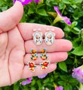 Classic Orange Bird: Magic Kingdom, Disney Parks, Handmade Acrylic Nickel Free Studs, Hypoallergenic