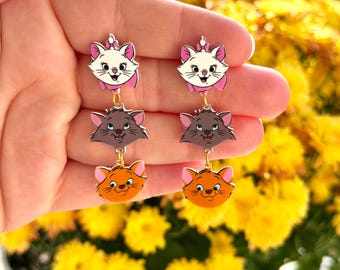 Dangle Parisian Cat Earrings: The Aristocats, Marie, Handmade Nickel Free