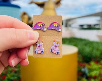 Imagination Dragon Earrings/Figment/Festival of the Arts/Epcot/Rainbow Earrings/Handmade to order/Stud Earrings/Nickel Free/Hypoallergenic