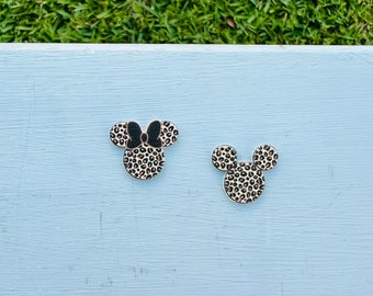 Minnie Cheetah Print Earrings: Disney Safari, Animal Kingdom, Handmade Nickel Free Studs