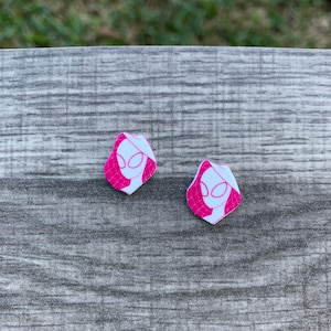 Pink Spider Superhero Earrings Earrings/Handmade/Stud Earrings/Nickel Free/Hypoallergenic