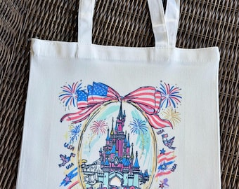 Tote Bag America's 250th Castle: Magic Kingdom Castle, Disney Americana, Fourth of July
