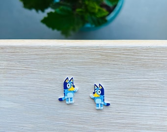Bluey Earrings: Disney Junior, Handmade Acrylic Nickel Free Studs, Hypoallergenic