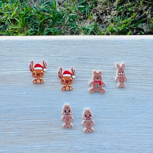 Characters Become Gingerbread Cookie Earrings/Christmas/Handmade/Stud Earrings/Nickel Free/Hypoallergenic