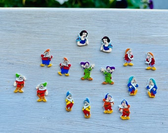 Snow White & Dwarf Earrings: Disney Princess, Dopey, Handmade Nickel Free Studs
