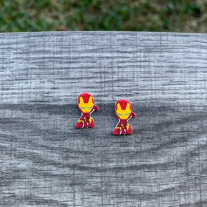 Red Iron Superhero Earrings Earrings/Handmade to Order/Stud Earrings/Nickel Free/Hypoallergenic
