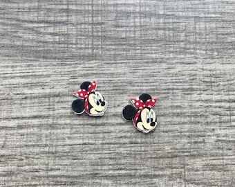 You Can Do It Minnie Earrings: Disney Jewelry, Handmade Acrylic Nickel Free Studs, Hypoallergenic