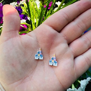Disney Castle Earrings/Handmade to order/Stud Earrings/Nickel Free/Hypoallergenic