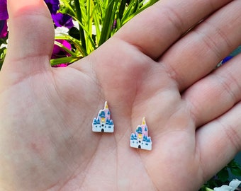 Disney Castle Earrings/Handmade to order/Stud Earrings/Nickel Free/Hypoallergenic