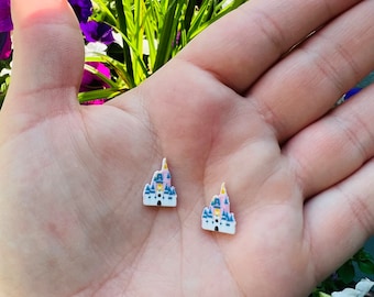 Disney Castle Earrings/Handmade to order/Stud Earrings/Nickel Free/Hypoallergenic