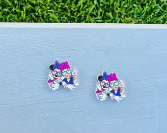 Duck & Mouse 90s Retro Earrings: Disney Inspired Jewelry, Handmade Nickel Free Studs