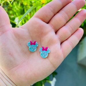 Mouse Print Inspired Lilly/Handmade to Order/Stud Earrings/Nickel Free/Hypoallergenic