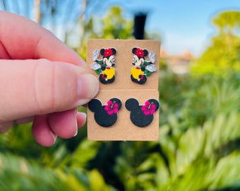 Hula Minnie Earrings: Aulani Inspired, Lilo and Stitch, Moana, Handmade Nickel Free Studs