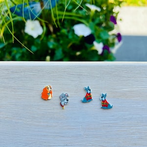 Lady and the Tramp Earrings/Disney Dogs/Handmade to Order/Stud Earrings/Nickel Free/Hypoallergenic