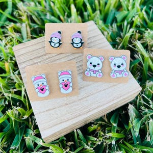 Hidden Mickey Winter Valentine Earrings/Disney Accessories/Disney Jewelry/Penguin/Polar Bear Earrings/Disney Christmas Shirt/Nickel Free