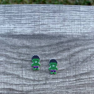 Strong Green Superhero Earrings Earrings/Handmade to Order/Stud Earrings/Nickel Free/Hypoallergenic