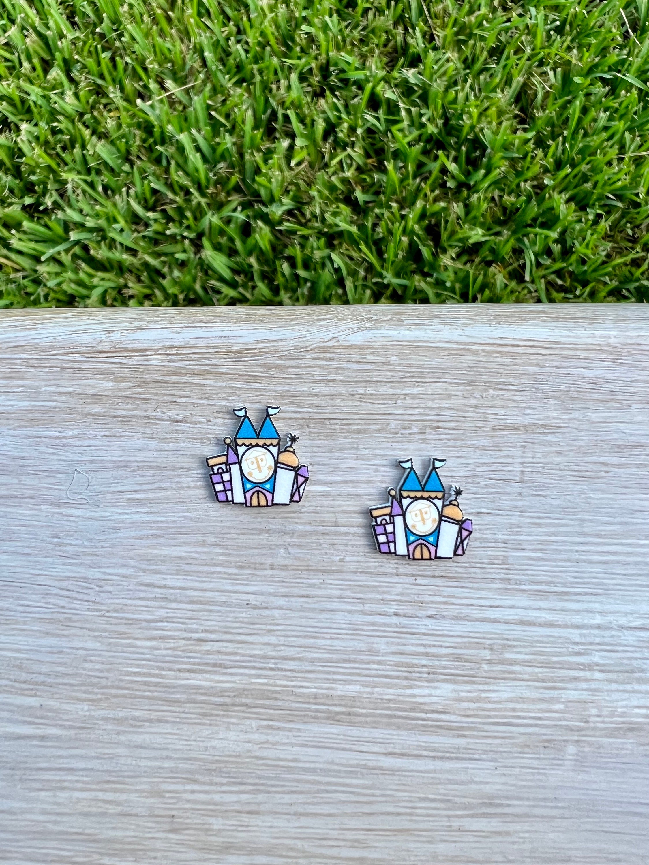 Small World Earrings/Teacup Earrings/Alice in Wonderland/Magic Kingdom Rides/Stud Earrings/Nickel Free/Hypoallergenic