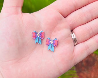 Part of Your World Bow Earrings: The Little Mermaid, Handmade Acrylic Nickel Free Studs Hypoallergenic