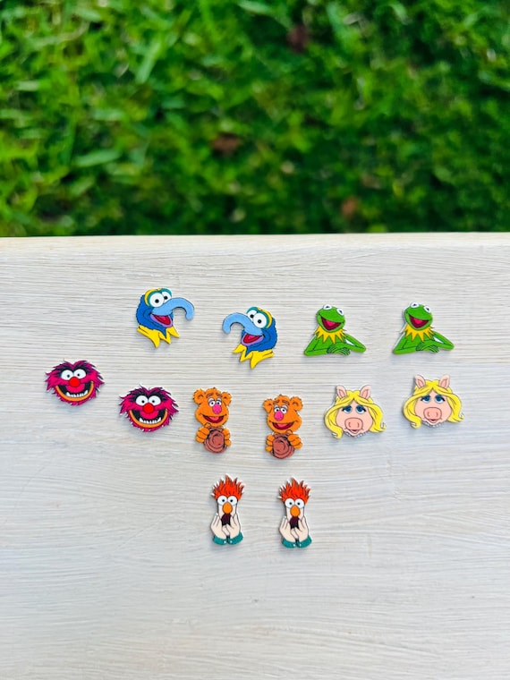 Muppet Earrings: Kermit, Miss Piggy, Beaker, Handmade Nickel Free studs