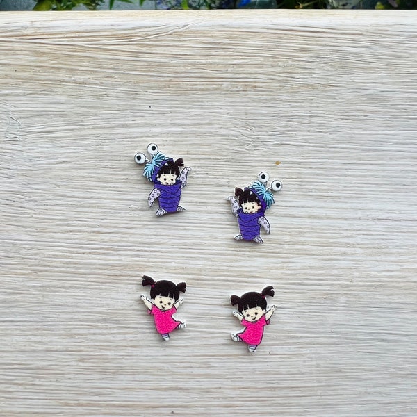 New Boo Earrings/Mike and Sully/Monsters Inc/Handmade to Order/Stud Earrings/Nickel Free/Hypoallergenic