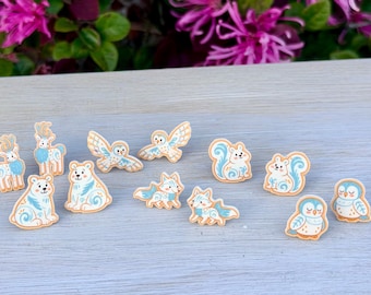 Merry Menagerie Earrings: Disney Safari, Animal Kingdom Christmas, Handmade Nickel Free Studs