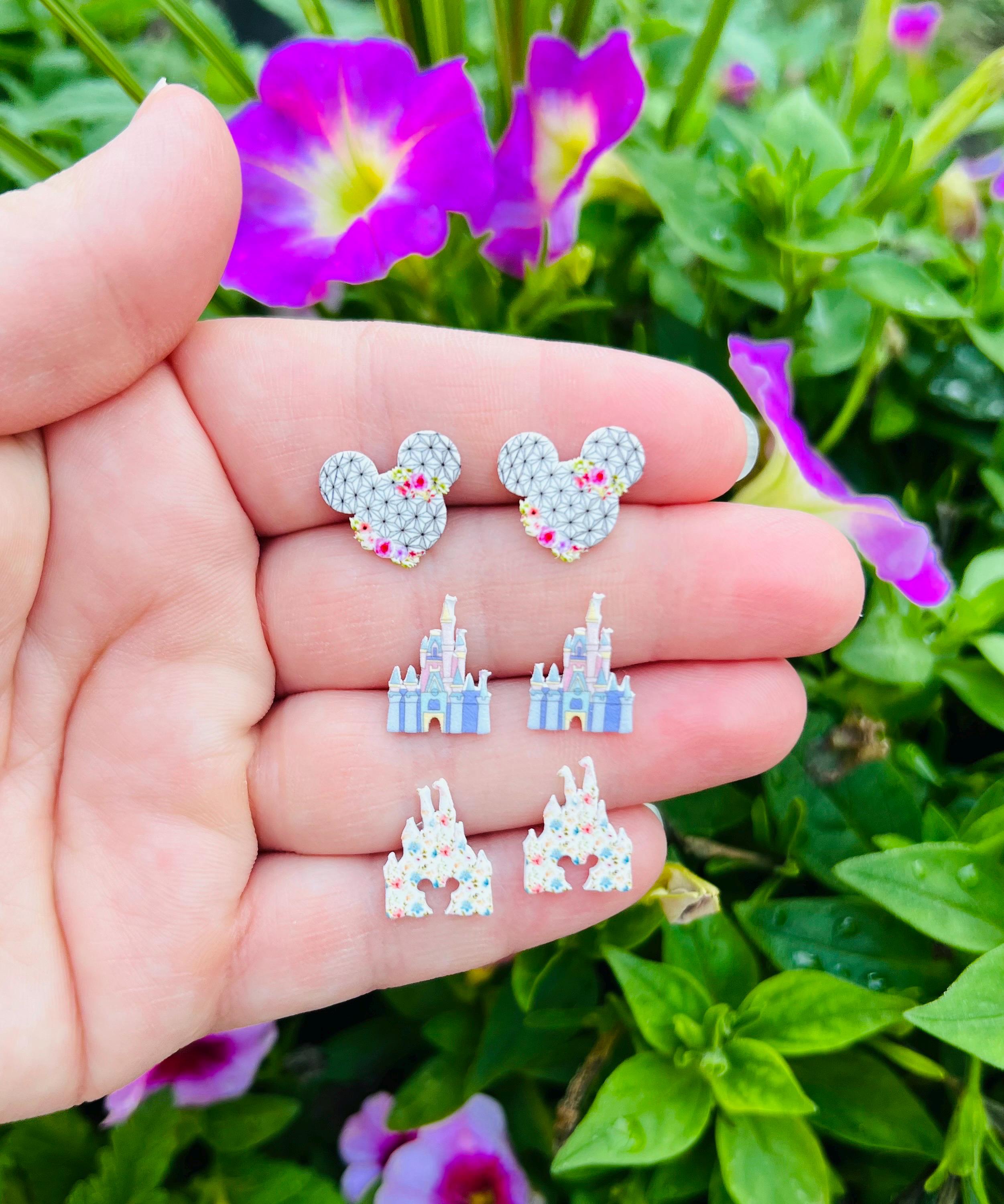 Springtime at the Parks Earring Collection/Spaceship Earth/EPCOT/Handmade to Order/Stud Earrings/Nickel Free/Hypoallergenic