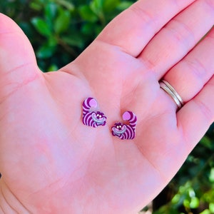 Cheshire Cat Earrings/Alice in Wonderland/Disney Cats/Handmade to Order/Stud Earrings/Nickel Free/Hypoallergenic