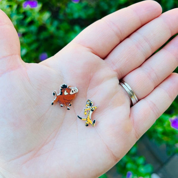 Timon & Pumbaa Earrings/Simba/The Lion King/Animal Kingdom/Handmade to Order/Stud Earrings/Nickel Free/Hypoallergenic