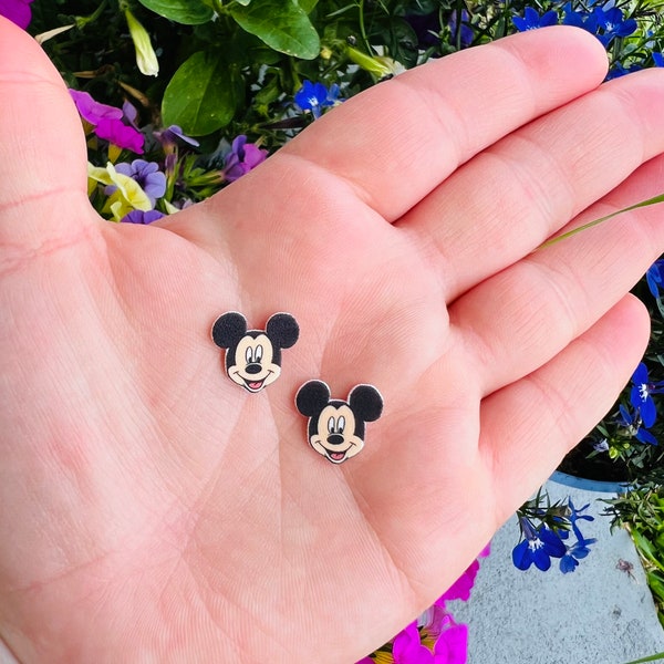 Classic Mickey/Handmade to Order/Stud Earrings/Nickel Free/Hypoallergenic