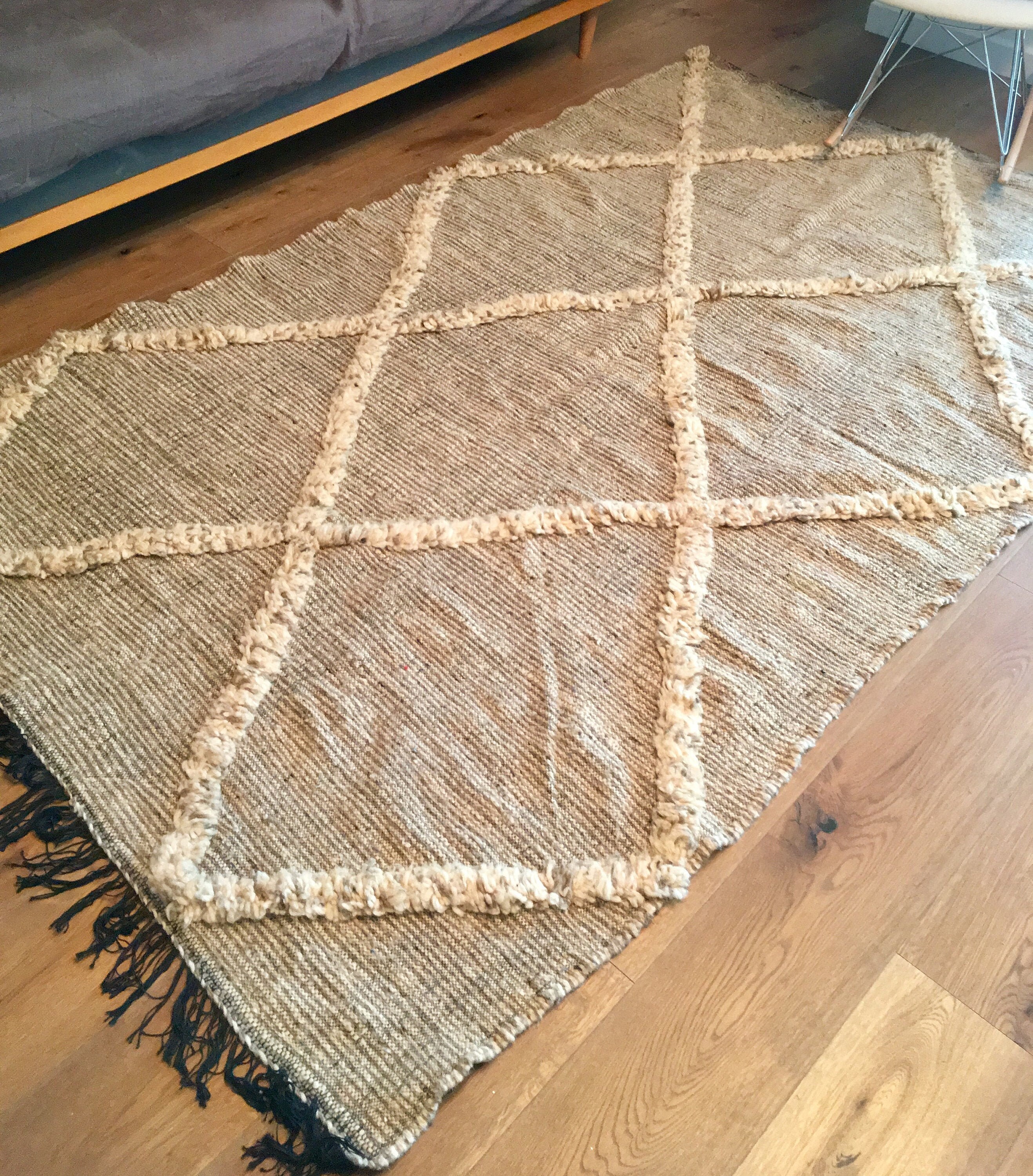 Tapis Berbère Beni Ouarain Du Maroc /Couleur Taupe