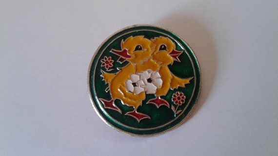 Pin Ducklings. Collectible badge. Soviet badge of