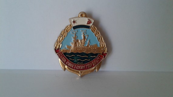 Icon. Badge "Glory to Soviet sailors!" Collectible