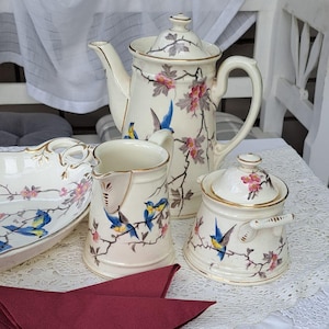 Koffiepot, melk- en suikerschotelset uit 1903 - Vintage