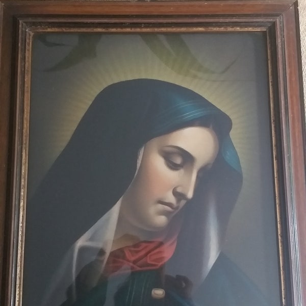 Heiligenbild Maria - Druck hinter Glas