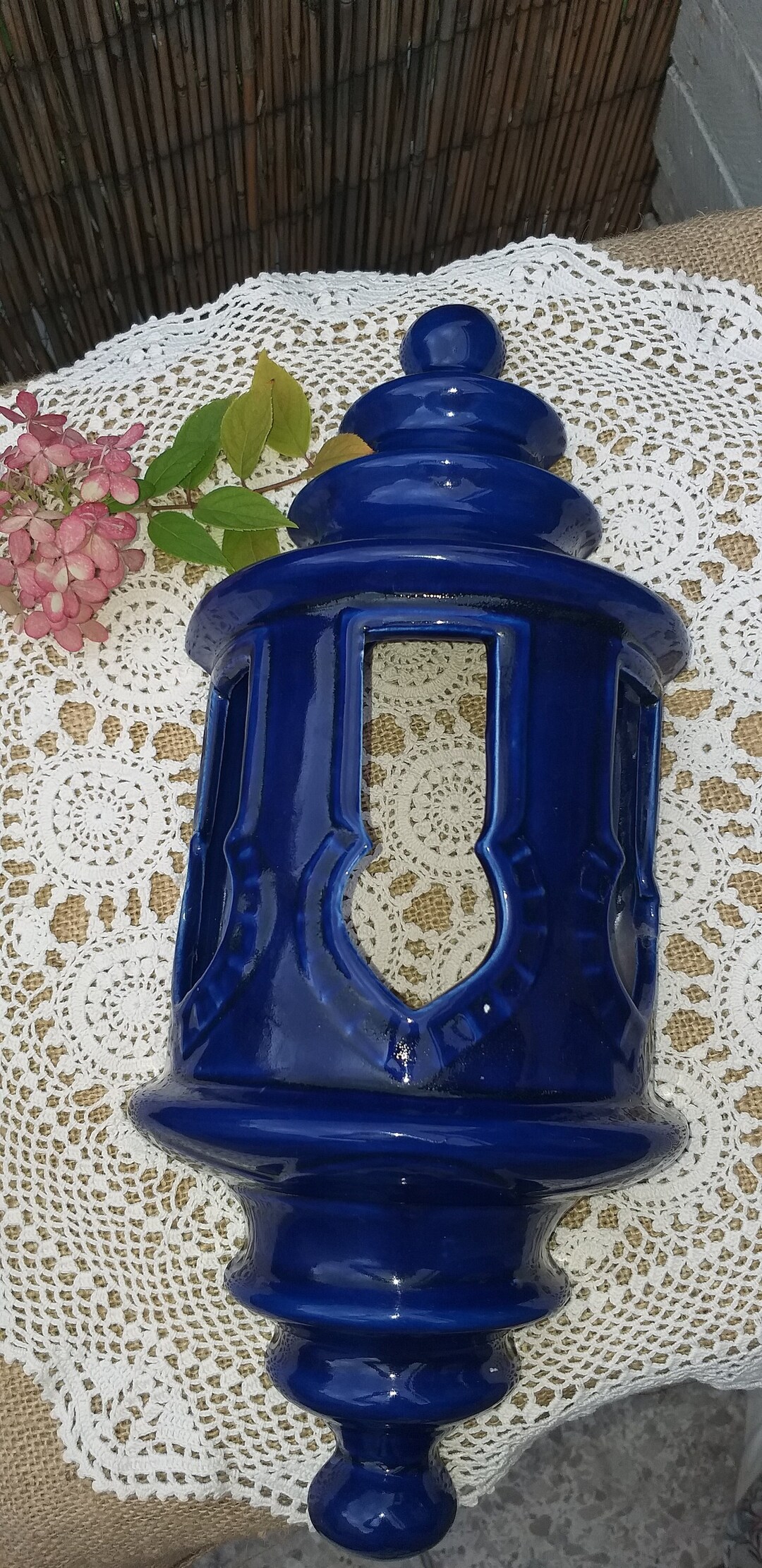 Wall Candle Holder Ceramic Blue Etsy