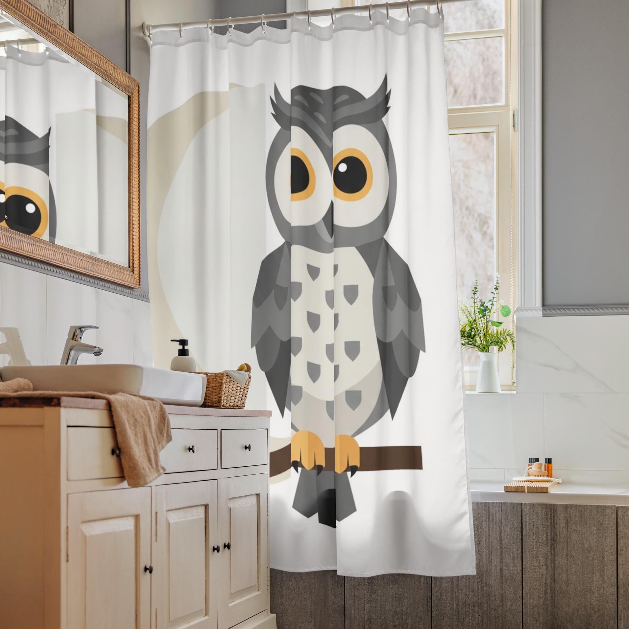 Gray Owl Shower curtain