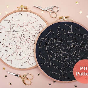 Personalised Embroidery Pattern PDF Star Map | Personalized Anniversary Gift | DIY Hand Embroidery Hoop | Celestial | Space | Sky Chart