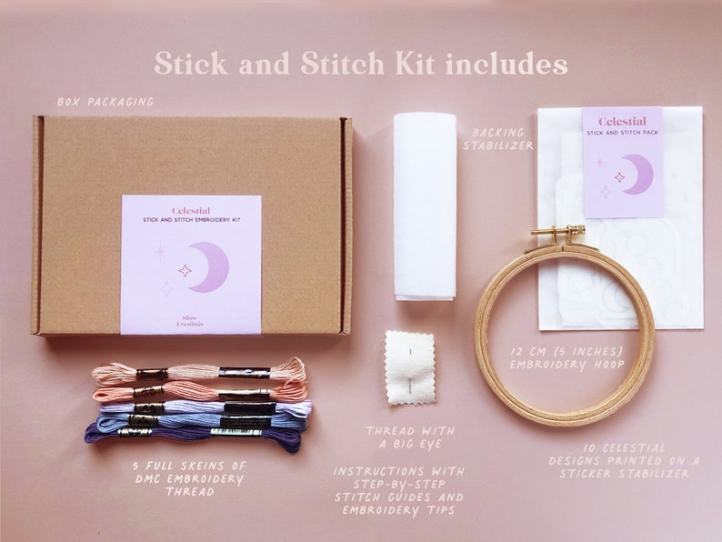 Stick and Stitch Stickpackung Celestial Modernes Stick-Sticker-Sticker-Pack Stickpackung für Kleidung Bastelset DIY T-Shirt-Kit Bild 9